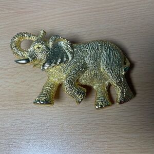 Vintage Elephant Belt Buckle Large Gold Tone Heavy Animal Statement